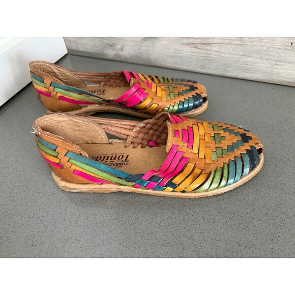 Women’s Spanish Huarache Leather Braided Sandals Slip Ons Shoes - Picture 6 of 9